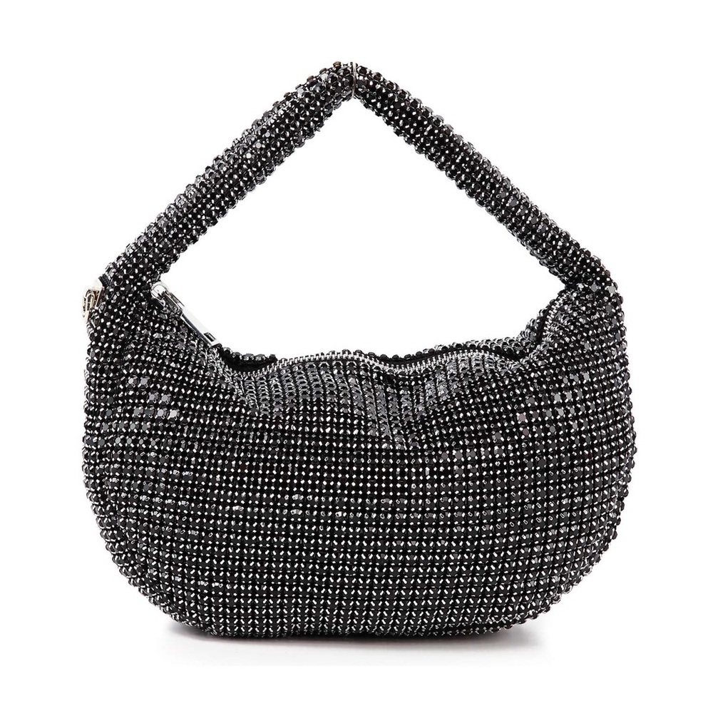 Rhinestone Crescent hand Bag – Glam Statement Piece(black) - Picture 1 of 6